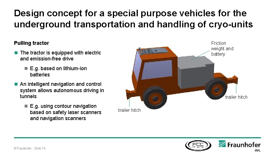 Design concept for a special purpose vehicles for the underground transportation and handling of