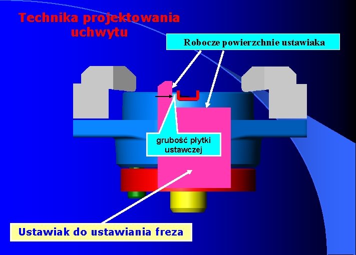 Technika projektowania uchwytu Robocze powierzchnie ustawiaka grubość płytki ustawczej Ustawiak do ustawiania freza 