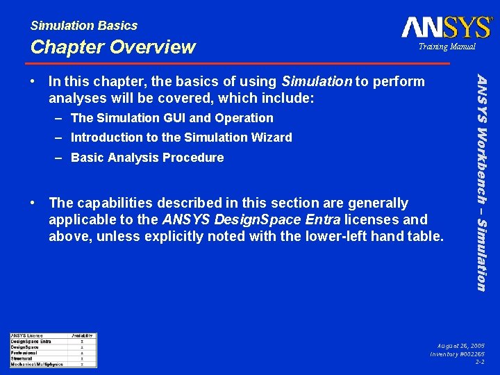 Simulation Basics Chapter Overview Training Manual – The Simulation GUI and Operation – Introduction