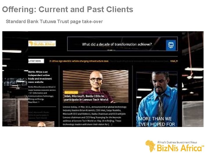 Offering: Current and Past Clients Standard Bank Tutuwa Trust page take-over 