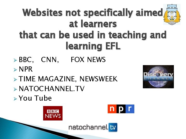 Websites not specifically aimed at learners that can be used in teaching and learning