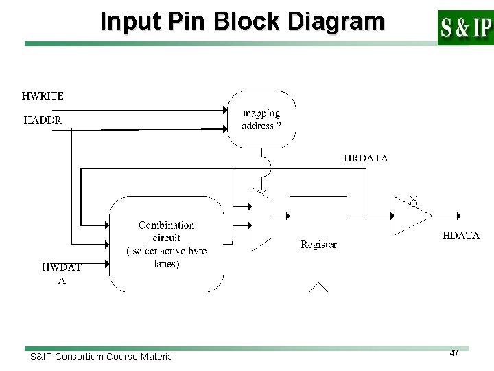 Input Pin Block Diagram S&IP Consortium Course Material 47 