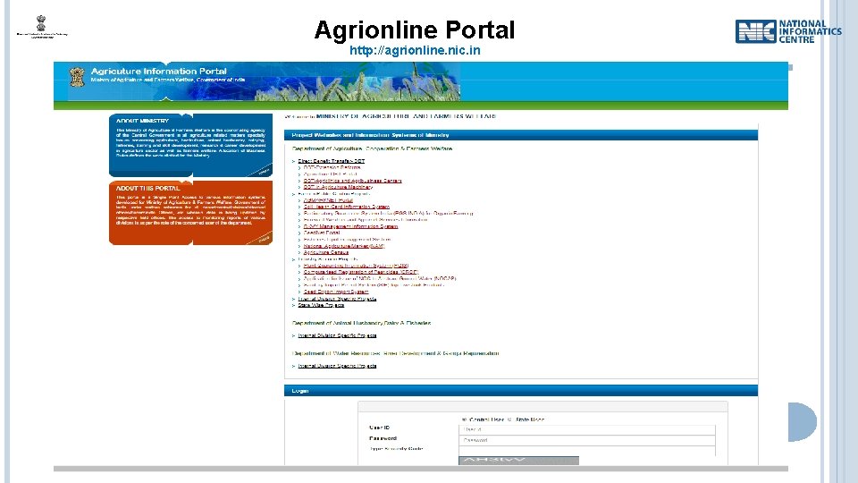 Agrionline Portal http: //agrionline. nic. in 
