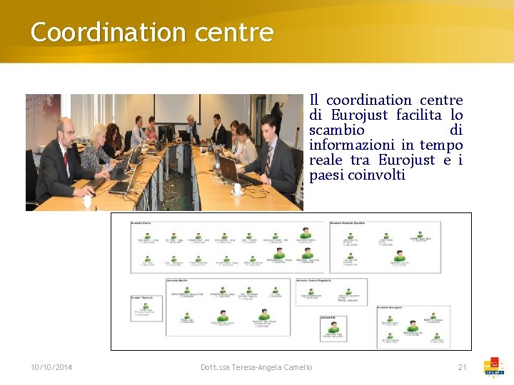 Coordination centre Il coordination centre di Eurojust facilita lo scambio di informazioni in tempo