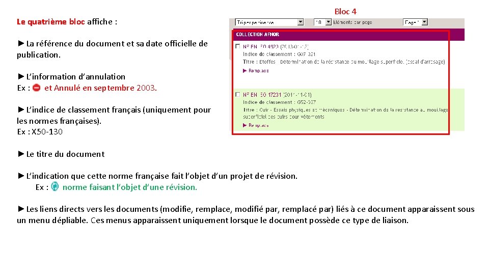 Le quatrième bloc affiche : Bloc 4 ►La référence du document et sa date
