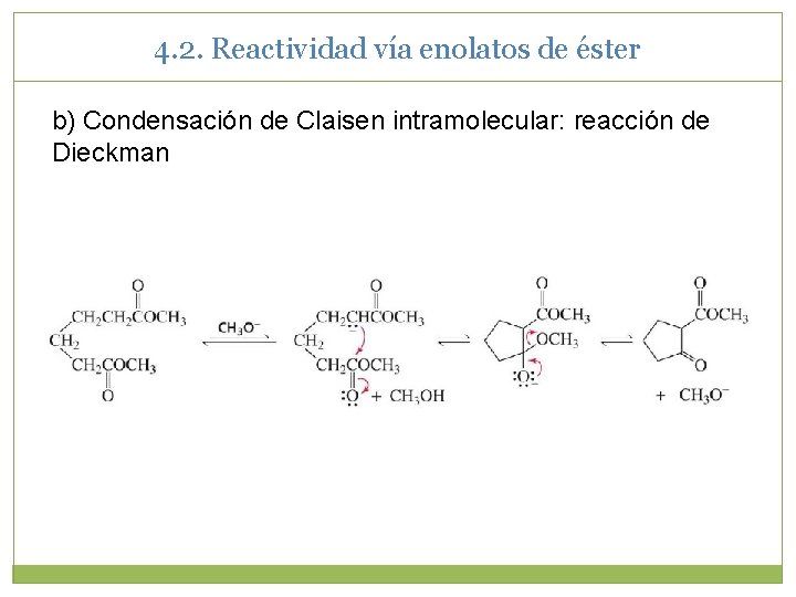 4. 2. Reactividad vía enolatos de éster b) Condensación de Claisen intramolecular: reacción de