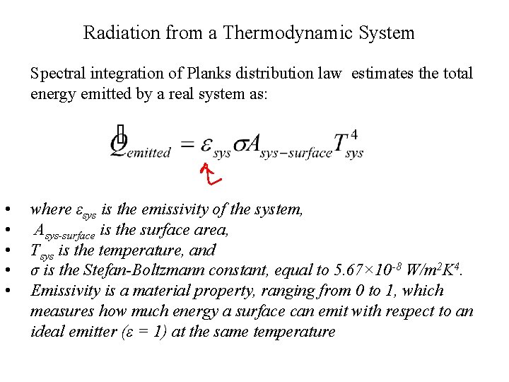 Radiation from a Thermodynamic System Spectral integration of Planks distribution law estimates the total