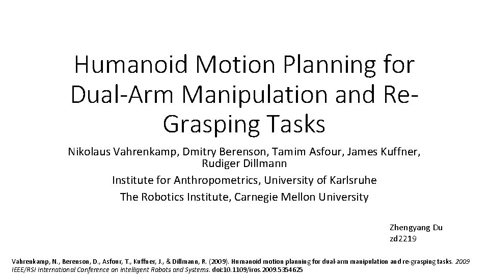 motion planning for humanoid robots