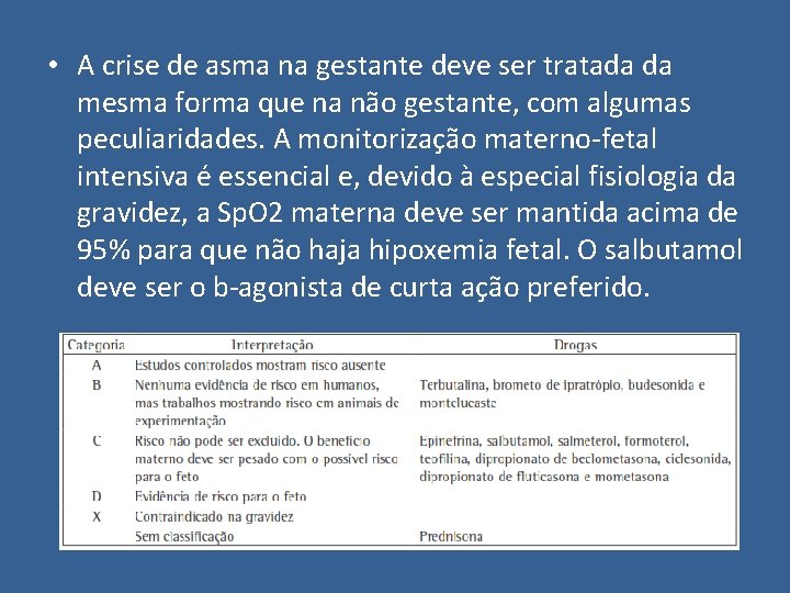  • A crise de asma na gestante deve ser tratada da mesma forma