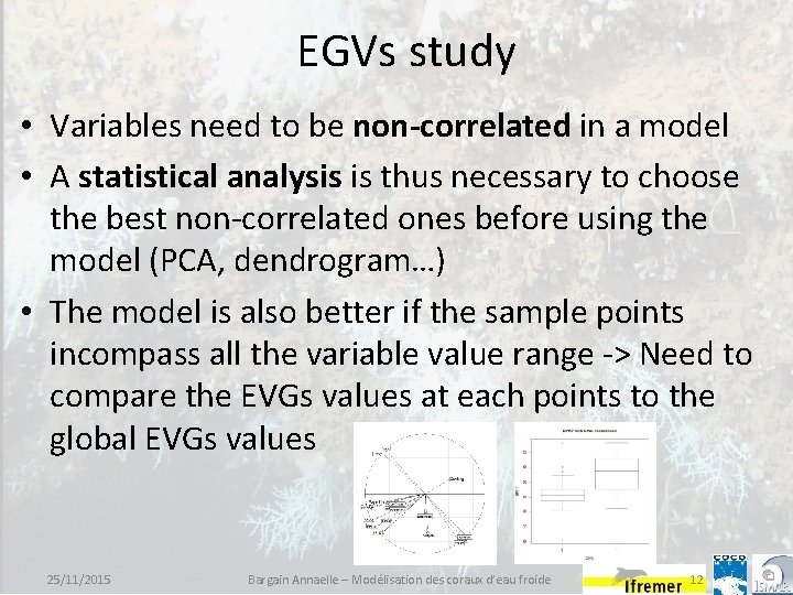 EGVs study • Variables need to be non-correlated in a model • A statistical