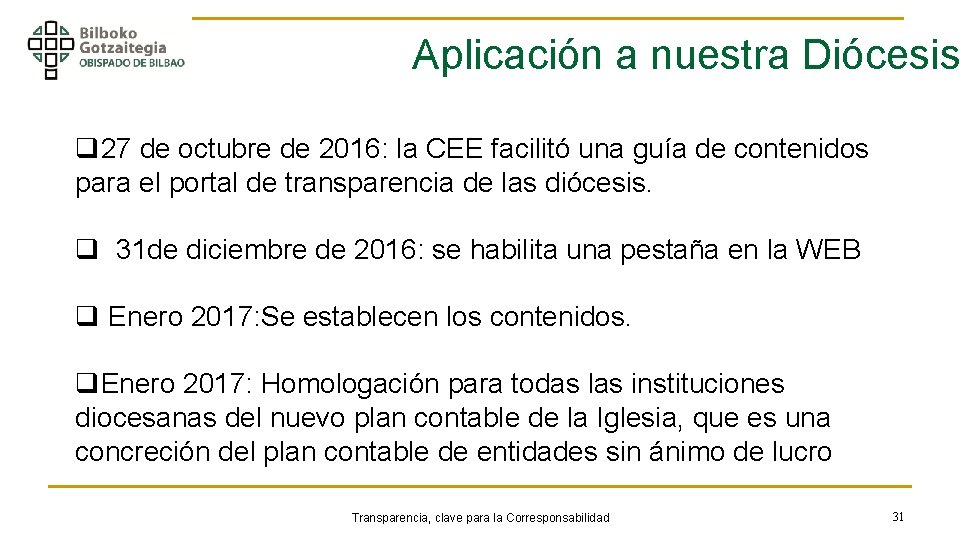 Aplicación a nuestra Diócesis q 27 de octubre de 2016: la CEE facilitó una