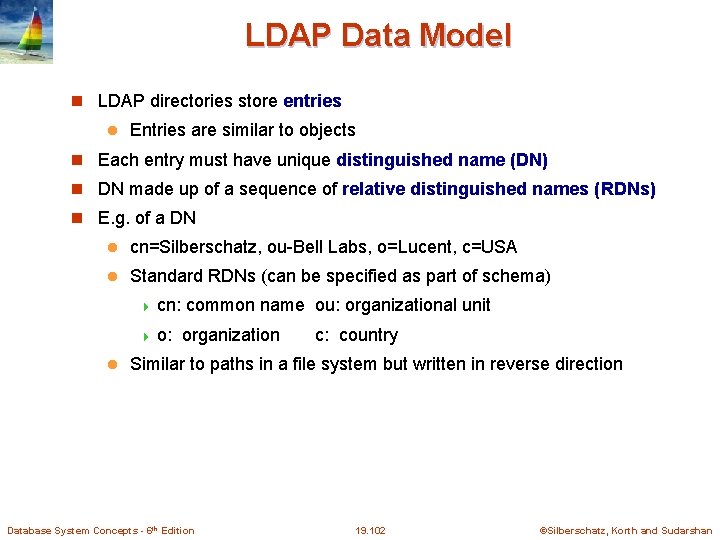 LDAP Data Model LDAP directories store entries l Entries are similar to objects Each