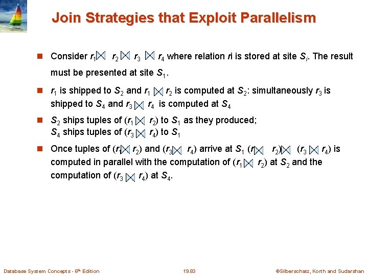 Join Strategies that Exploit Parallelism Consider r 1 r 2 r 3 r 4