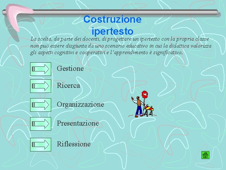 Costruzione ipertesto La scelta, da parte dei docenti, di progettare un ipertesto con la