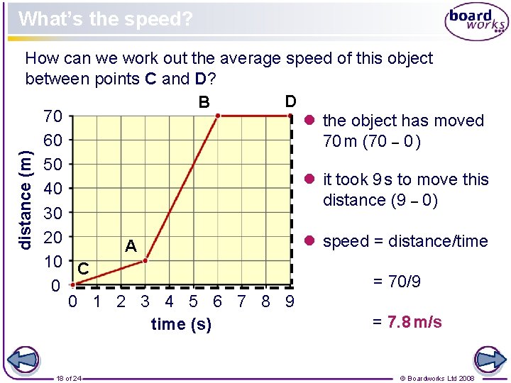 What’s the speed? distance (m) How can we work out the average speed of