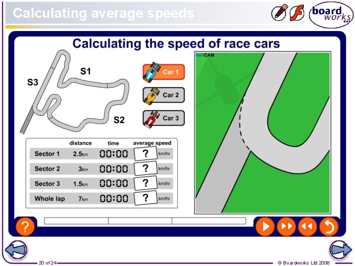 Calculating average speeds 20 of 24 © Boardworks Ltd 2008 