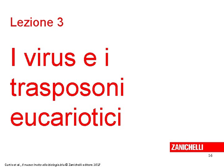 Lezione 3 I virus e i trasposoni eucariotici 16 Curtis et al. , Il