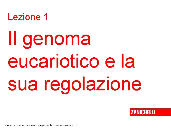 Lezione 1 Il genoma eucariotico e la sua regolazione 4 Curtis et al. ,