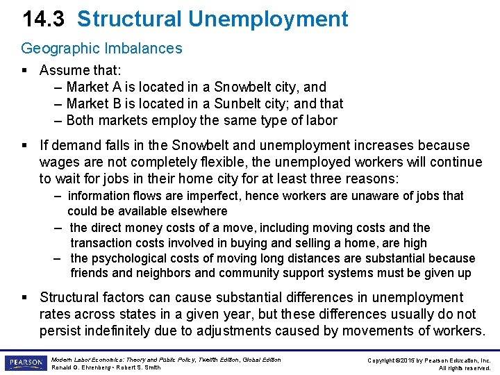 14. 3 Structural Unemployment Geographic Imbalances § Assume that: – Market A is located