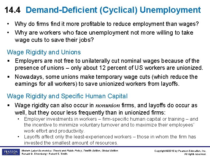 14. 4 Demand-Deficient (Cyclical) Unemployment • Why do firms find it more profitable to
