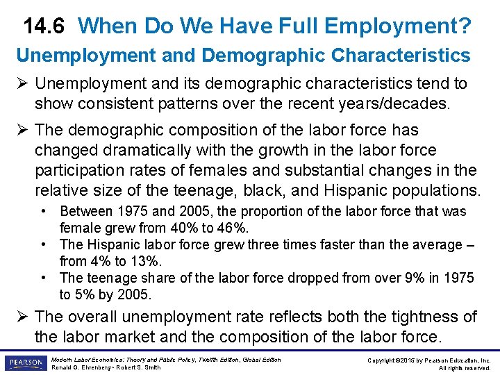 14. 6 When Do We Have Full Employment? Unemployment and Demographic Characteristics Ø Unemployment