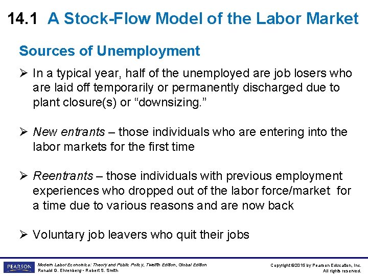 14. 1 A Stock-Flow Model of the Labor Market Sources of Unemployment Ø In
