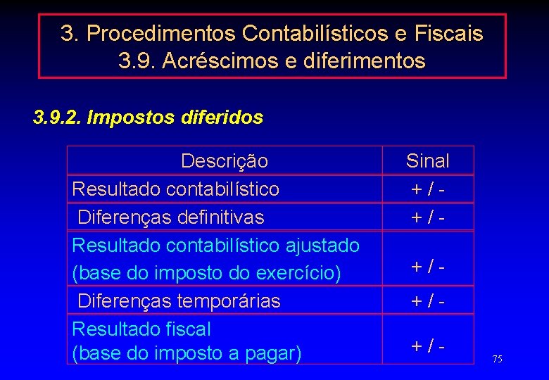 3. Procedimentos Contabilísticos e Fiscais 3. 9. Acréscimos e diferimentos 3. 9. 2. Impostos
