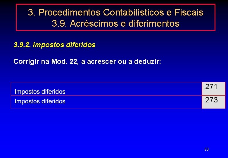 3. Procedimentos Contabilísticos e Fiscais 3. 9. Acréscimos e diferimentos 3. 9. 2. Impostos