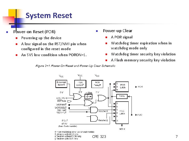 System Reset n Power-on Reset (POR) n n n Powering up the device A