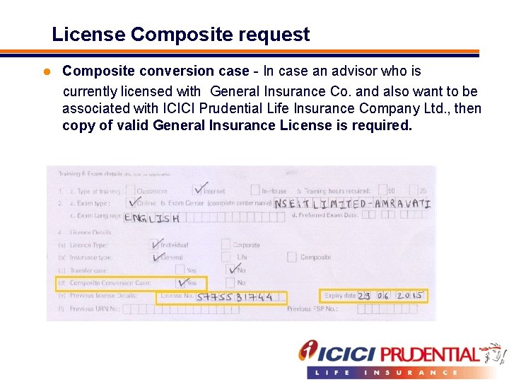 License Composite request Composite conversion case - In case an advisor who is currently