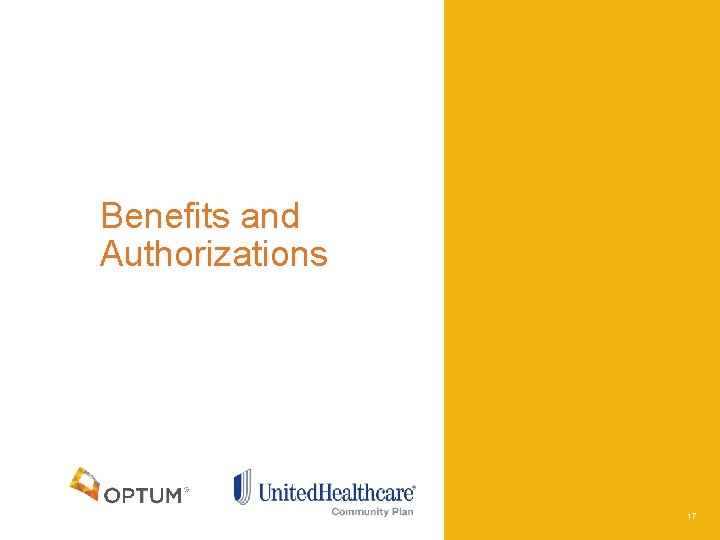 Benefits and Authorizations 17 
