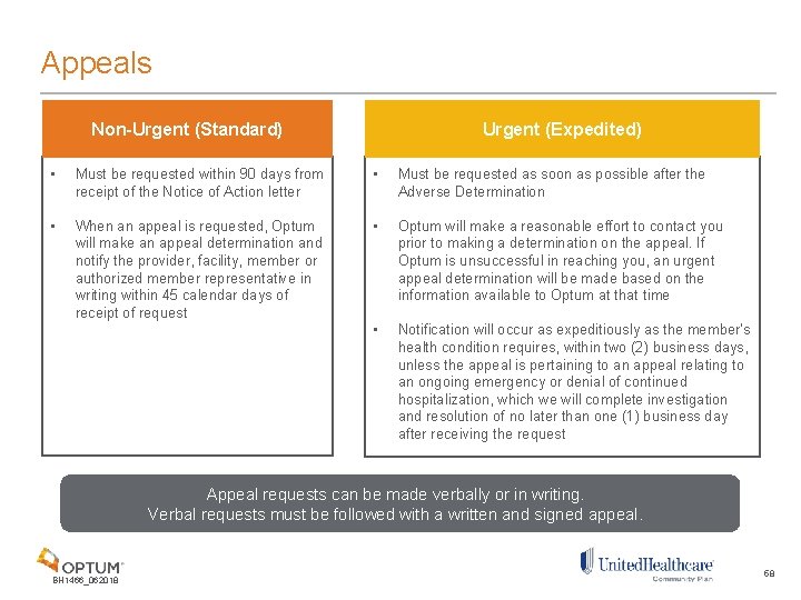 Appeals Non-Urgent (Standard) Urgent (Expedited) • Must be requested within 90 days from receipt