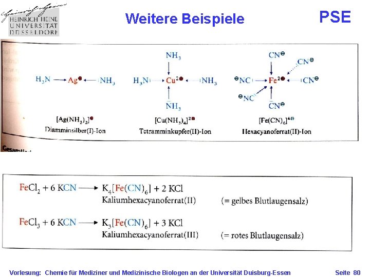 Weitere Beispiele Vorlesung: Chemie für Mediziner und Medizinische Biologen an der Universität Duisburg-Essen PSE