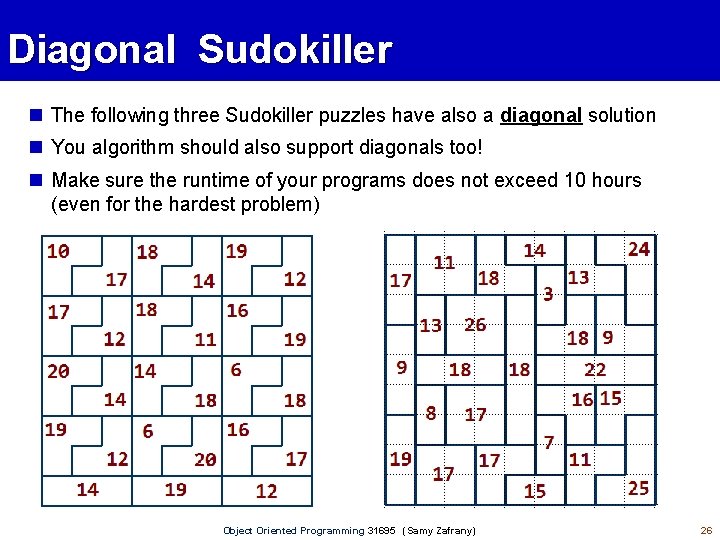 Diagonal Sudokiller The following three Sudokiller puzzles have also a diagonal solution You algorithm