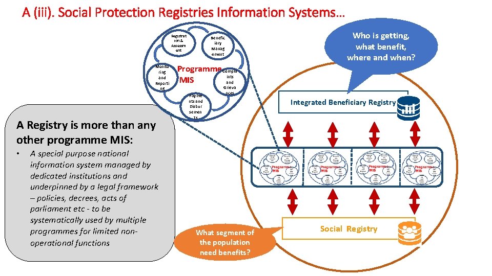 A (iii). Social Protection Registries Information Systems… Registrat ion & Assessm ent Monito ring