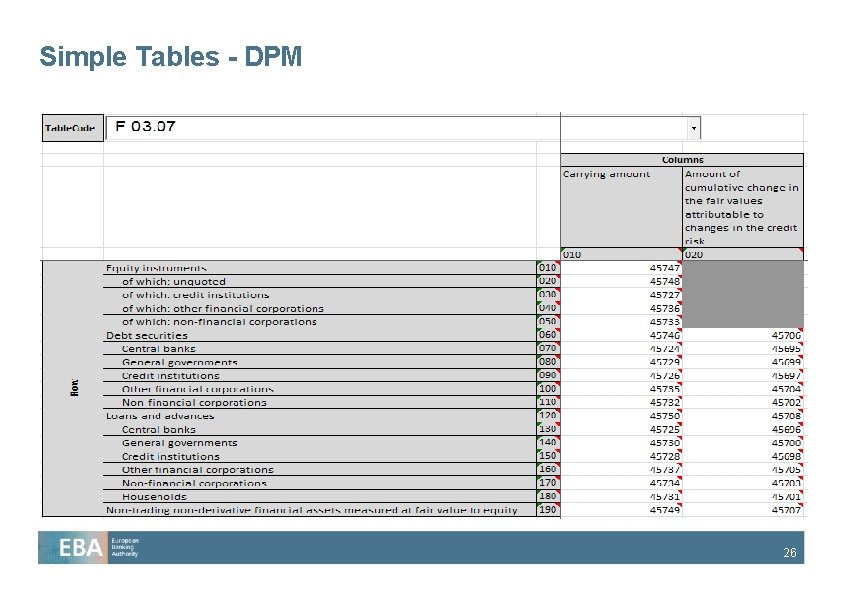 Simple Tables - DPM 26 
