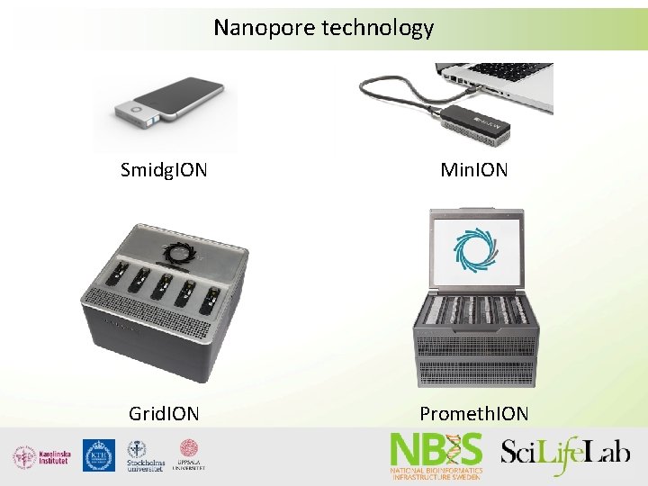 Nanopore technology Smidg. ION Min. ION Grid. ION Prometh. ION 