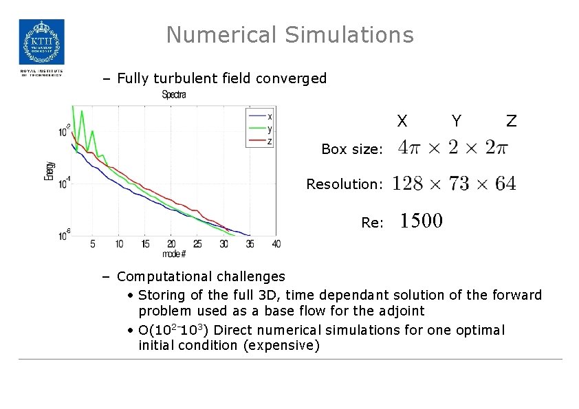 Numerical Simulations – Fully turbulent field converged X Y Z Box size: Resolution: Re: