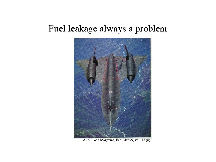 Fuel leakage always a problem Air&Space Magazine, Feb/Mar 99, vol. 13 (6) 