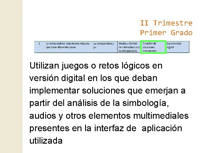 II Trimestre Primer Grado Utilizan juegos o retos lógicos en versión digital en los