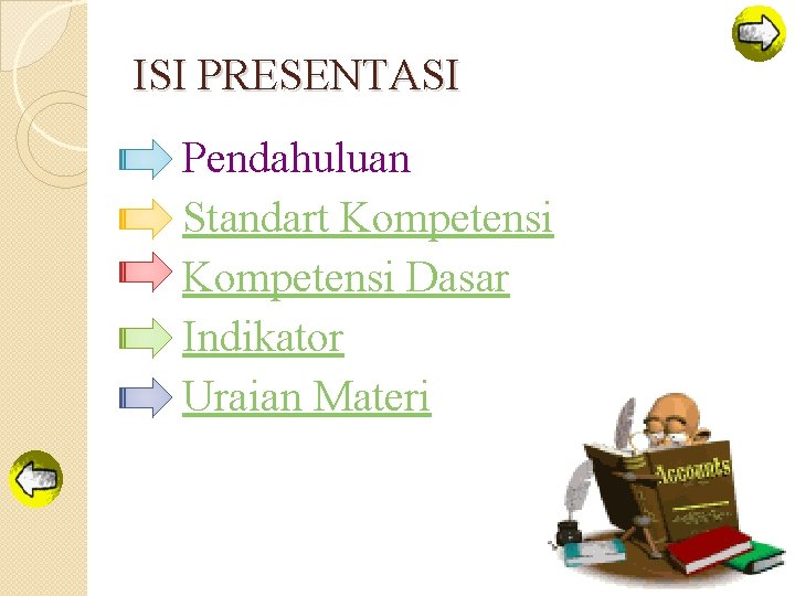 ISI PRESENTASI Pendahuluan Standart Kompetensi Dasar Indikator Uraian Materi 