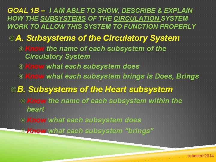 GOAL 1 B – I AM ABLE TO SHOW, DESCRIBE & EXPLAIN HOW THE