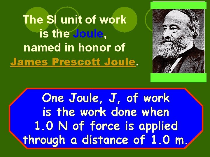 The SI unit of work is the Joule, named in honor of James Prescott