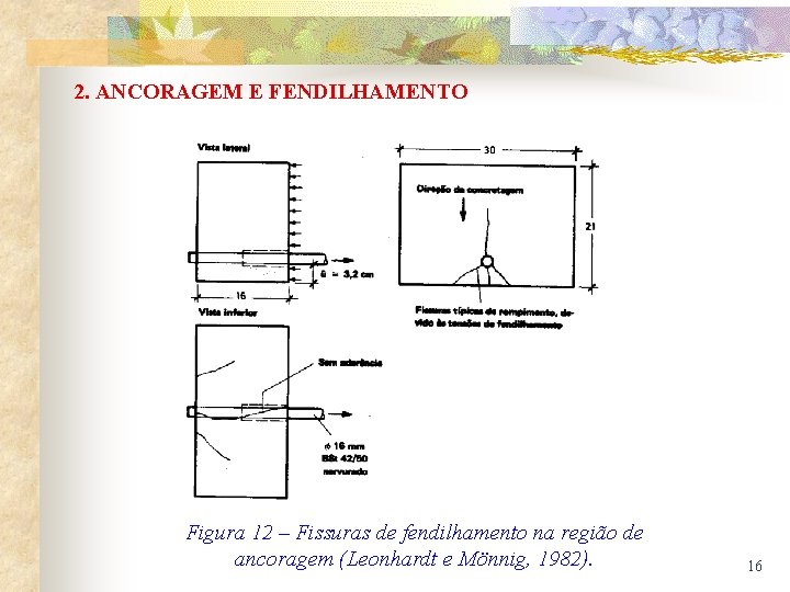 2. ANCORAGEM E FENDILHAMENTO Figura 12 – Fissuras de fendilhamento na região de ancoragem