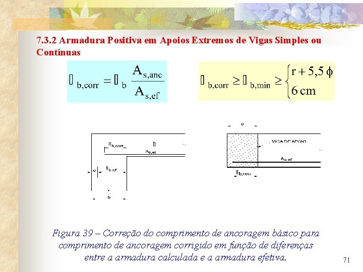 7. 3. 2 Armadura Positiva em Apoios Extremos de Vigas Simples ou Contínuas Figura