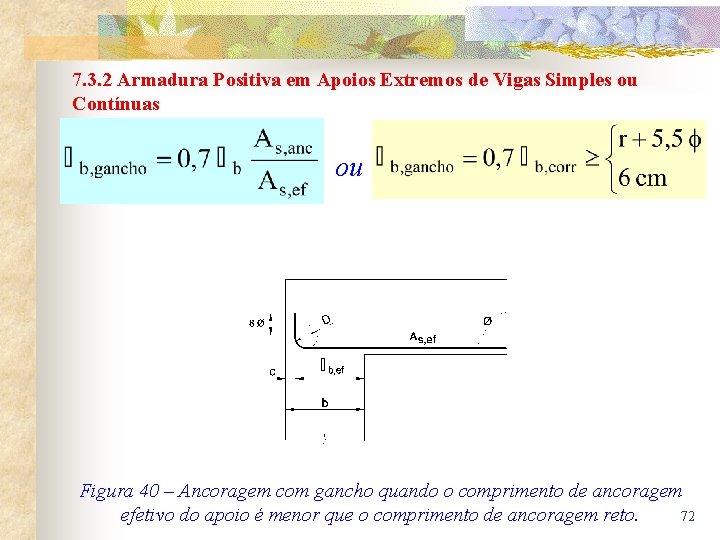 7. 3. 2 Armadura Positiva em Apoios Extremos de Vigas Simples ou Contínuas ou