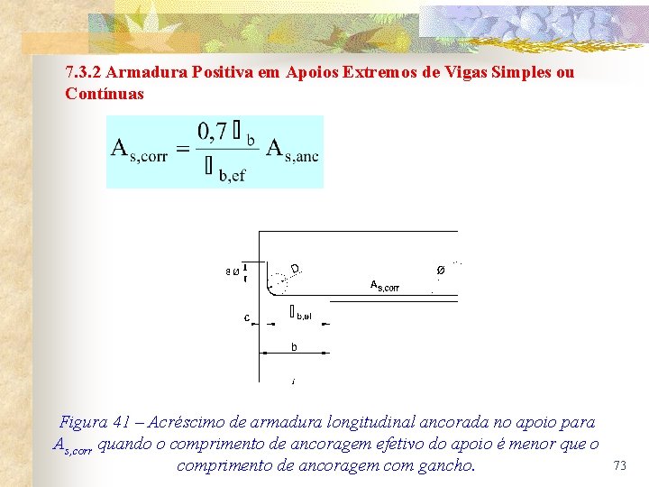 7. 3. 2 Armadura Positiva em Apoios Extremos de Vigas Simples ou Contínuas Figura