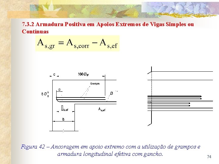 7. 3. 2 Armadura Positiva em Apoios Extremos de Vigas Simples ou Contínuas Figura