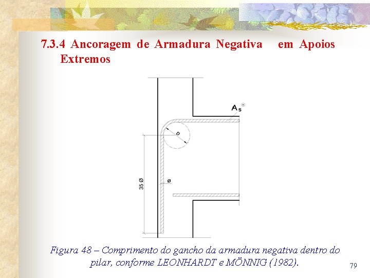 7. 3. 4 Ancoragem de Armadura Negativa em Apoios Extremos Figura 48 – Comprimento