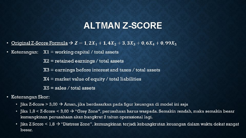 ALTMAN Z-SCORE • 